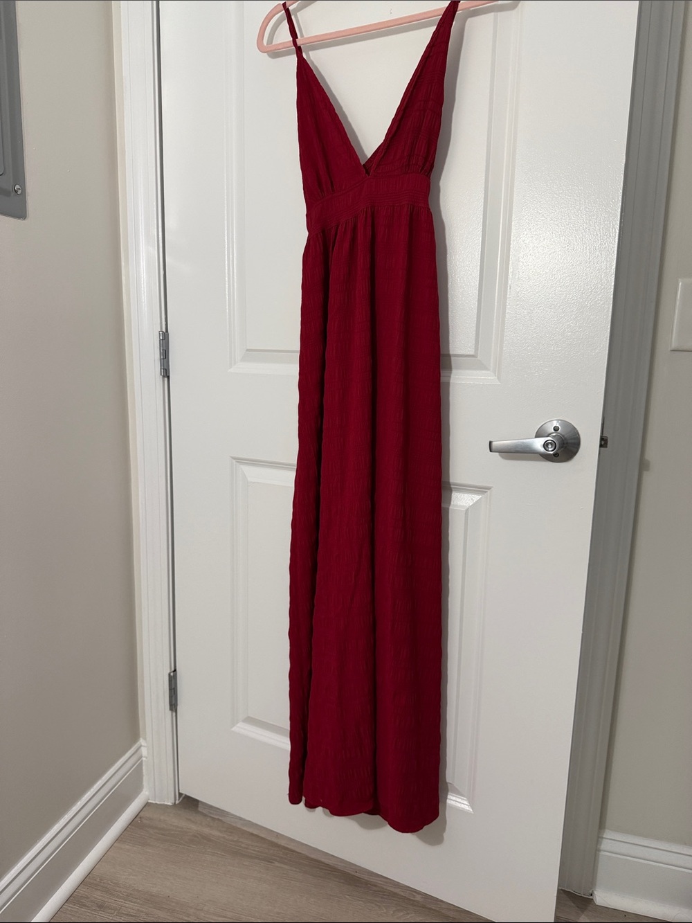 Elegant V-Neck Red Maxi Dress